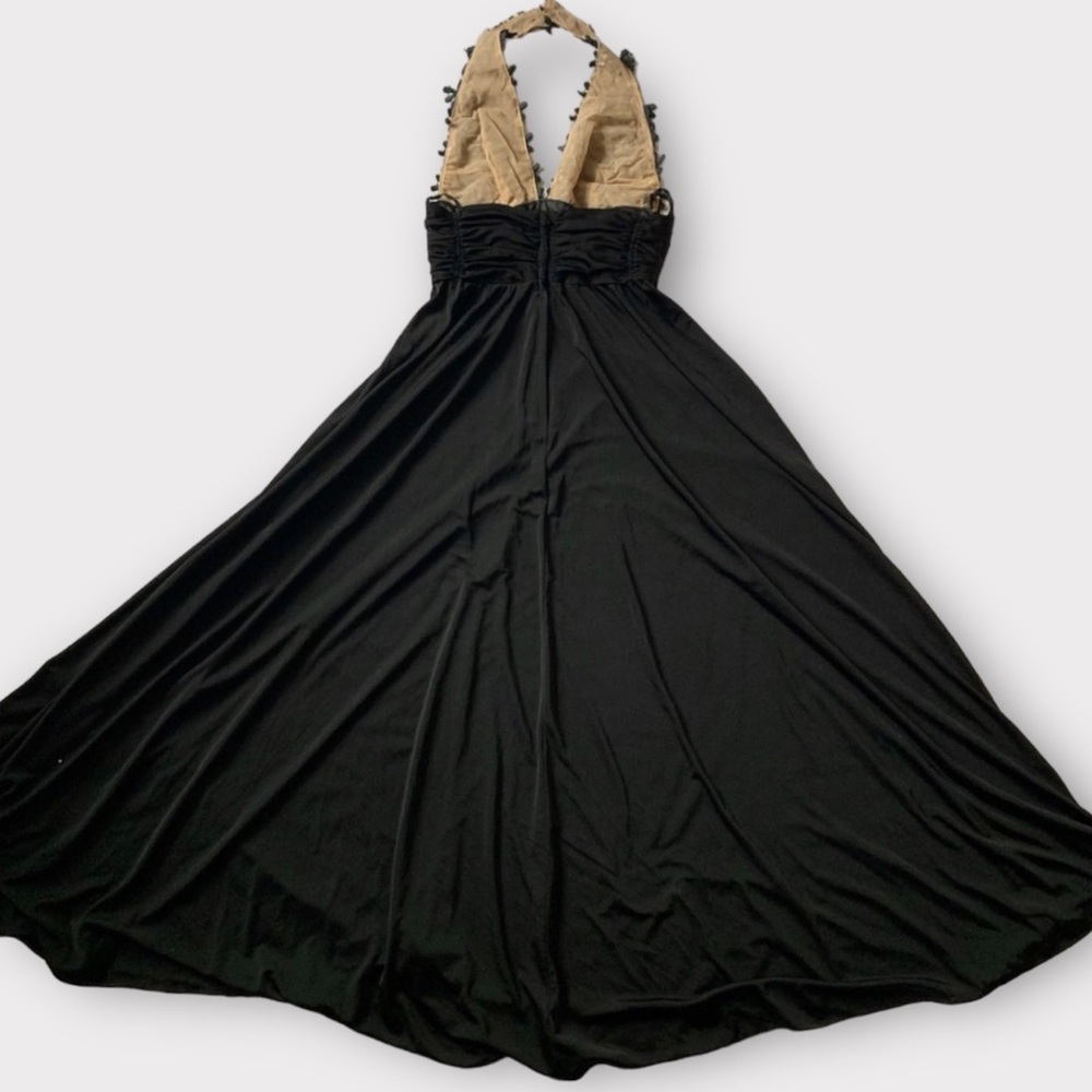 Vintage 70s Black & Floral Formal Party/Prom Dress - Picture 9 of 10